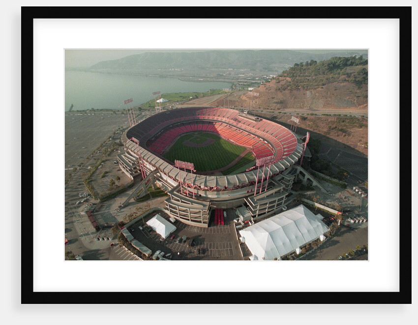 Aerial View of Earthquake Damaged Stadium by Anonymous