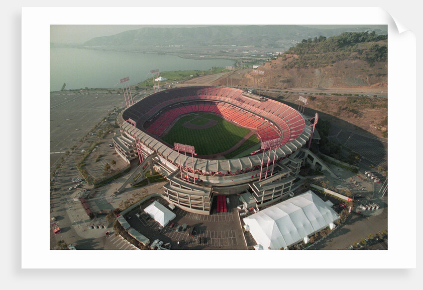 Aerial View of Earthquake Damaged Stadium by Anonymous