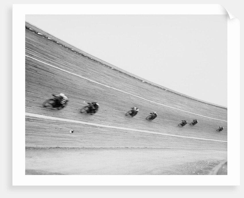 Motorcycles Racing on Sloped Track by Anonymous