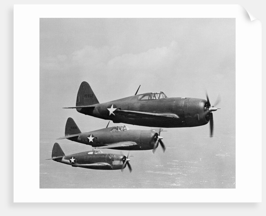 USAAF P-47 THunderbolt Fighter Planes in Flight by Anonymous