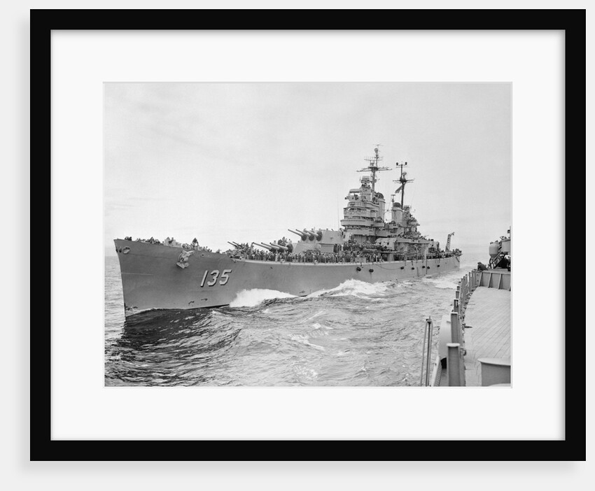 United States Battleship Along Korean Shore by Anonymous