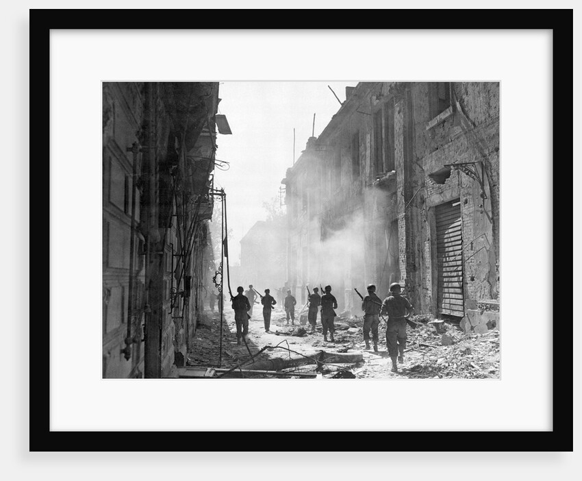 American Soldiers on War Torn Street of Messina by Anonymous