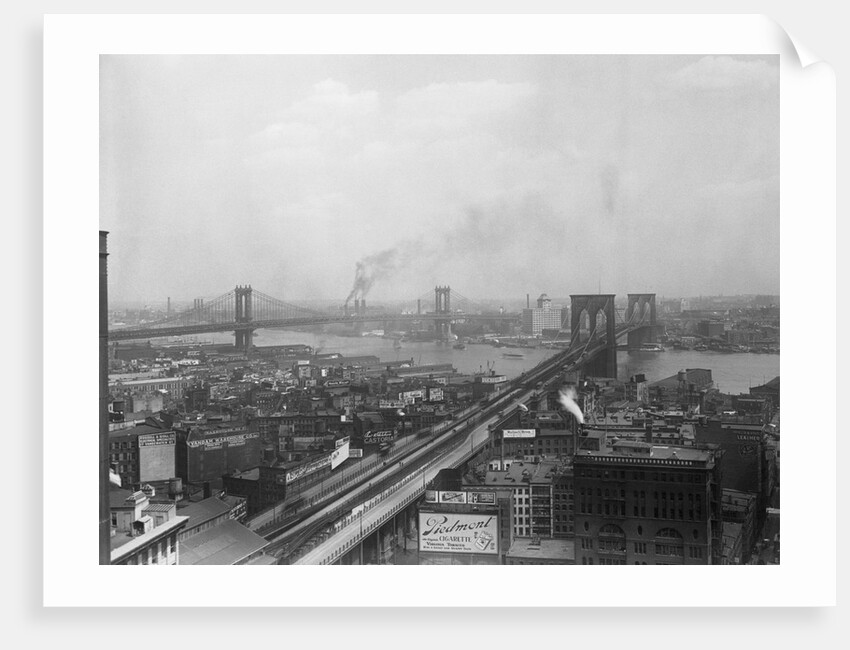 Top View of Brooklyn and Manhattan Bridges by Anonymous