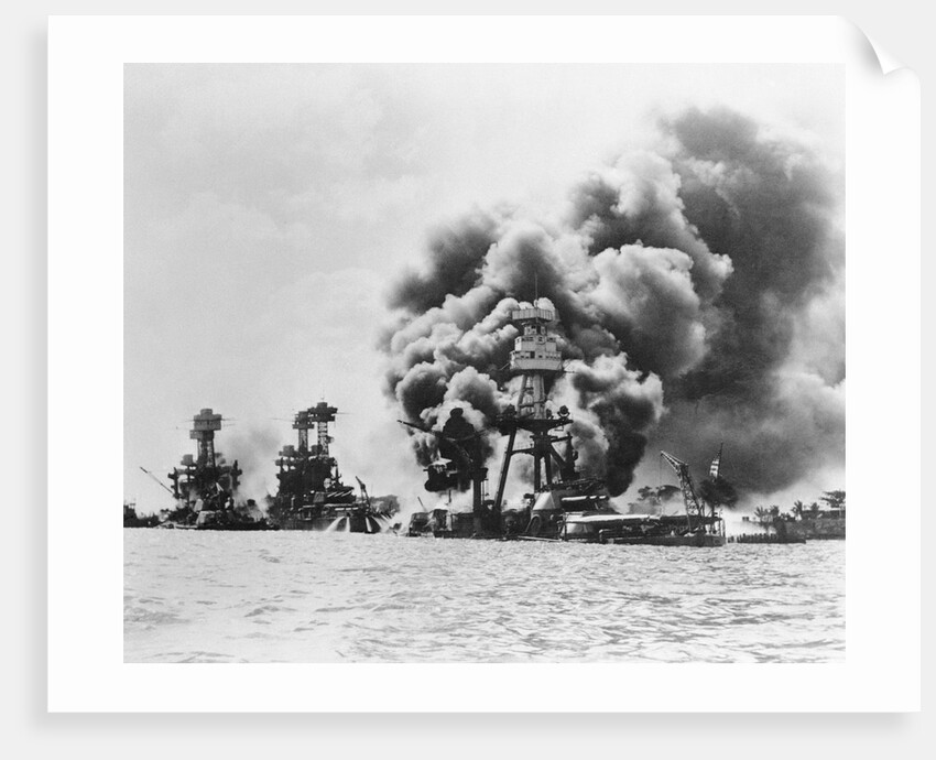 Ships Under Attack at Pearl Harbor by Anonymous