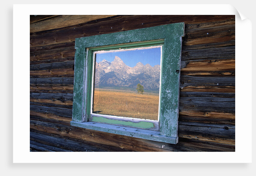 Teton Range Reflected in Window by Anonymous