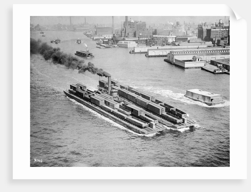 Tug Boat Pulling Two Barges by Anonymous