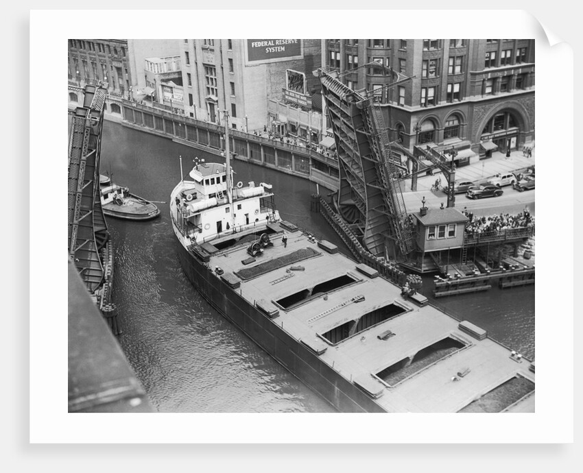 Cargo Ship in Canal by Anonymous
