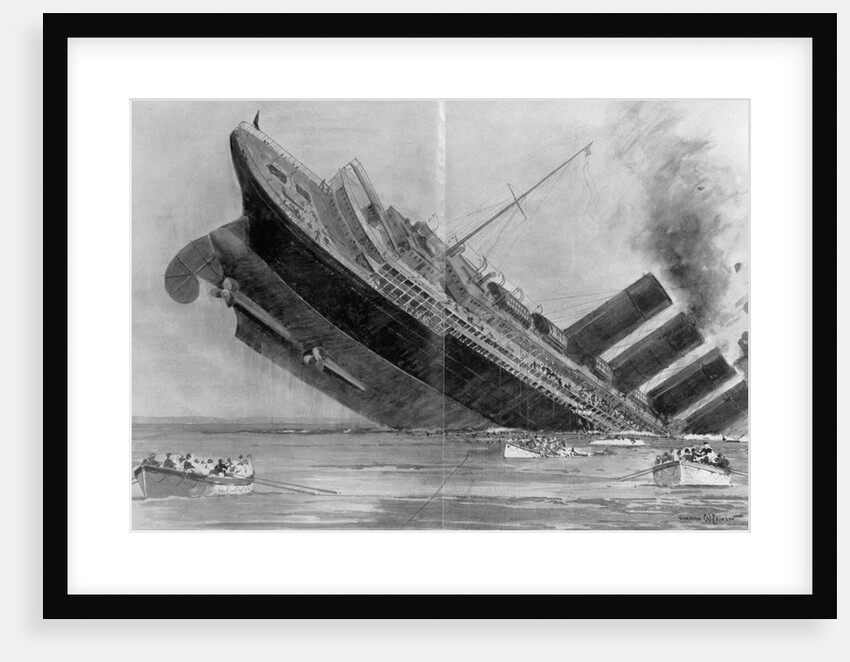 Illustration of Lusitania Sinking by Anonymous