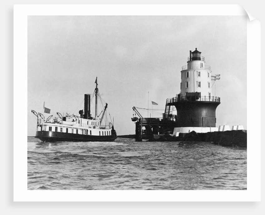 Steamboat Approaching a Lighthouse by Anonymous