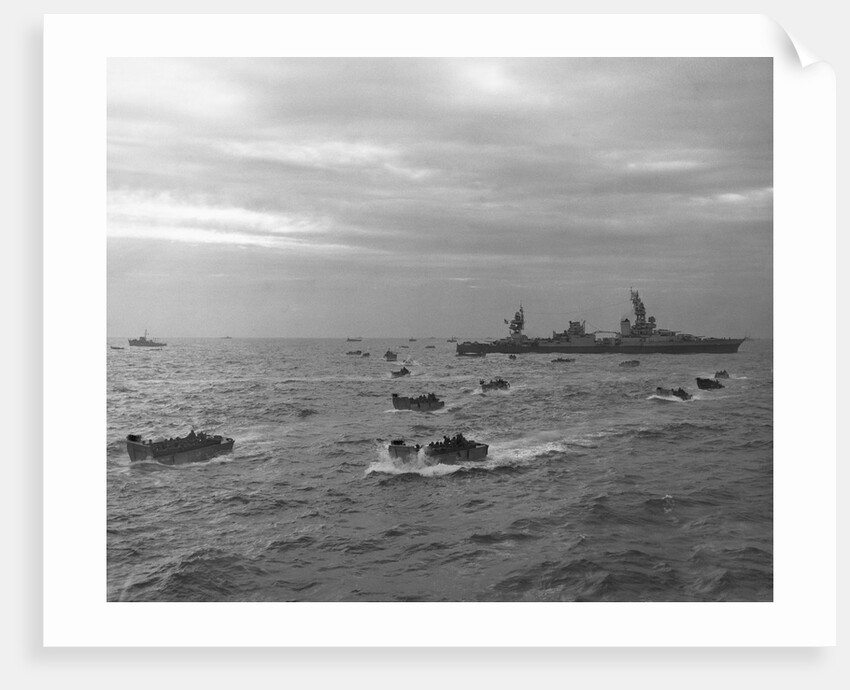 Landing Craft and USS Augusta by Anonymous