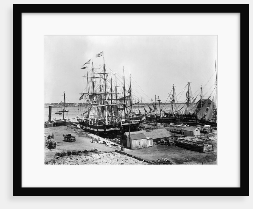 Ships Docked at Pier by Anonymous