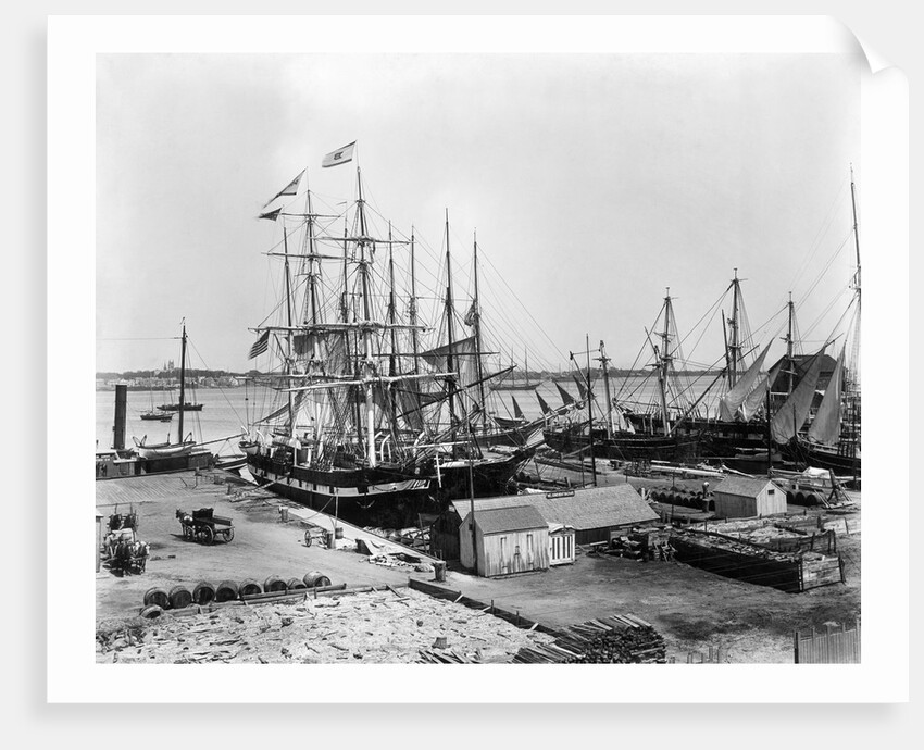 Ships Docked at Pier by Anonymous