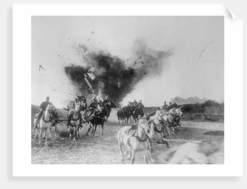 Soldiers Narrowly Escaping Explosion on Horses by Anonymous