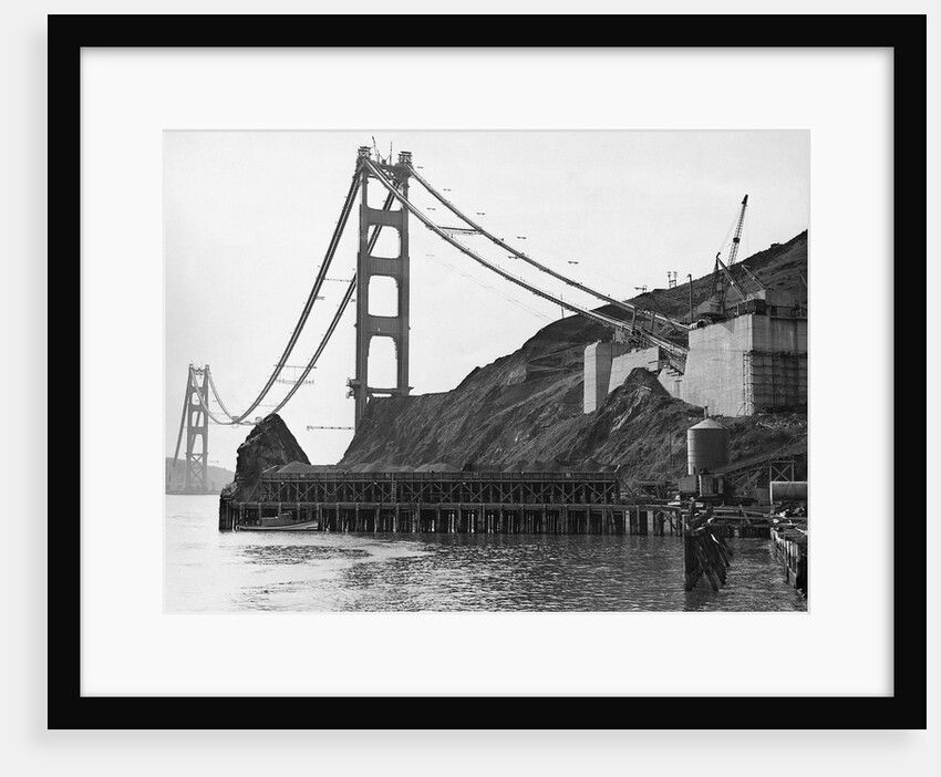 Golden Gate Bridge Under Construction by Anonymous