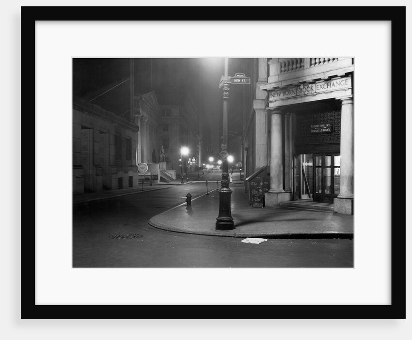 View of Wall Street During Nighttime Hours by Anonymous