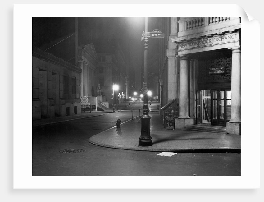 View of Wall Street During Nighttime Hours by Anonymous