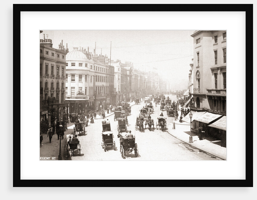 Horse Driven Carriages on Early London Street by Anonymous