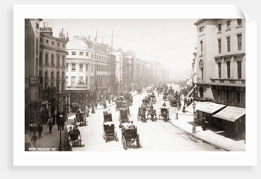 Horse Driven Carriages on Early London Street by Anonymous