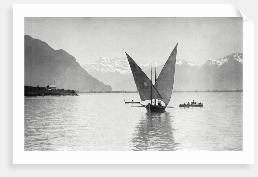View of Boat on Lake Geneva by Anonymous