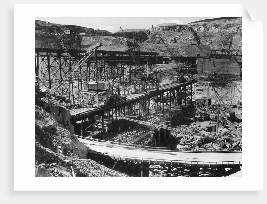 Grand Coulee Dam Being Constructed by Anonymous