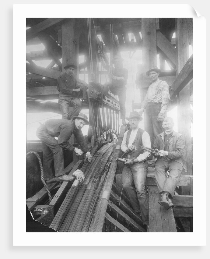 Workmen on the Brooklyn Bridge by Anonymous