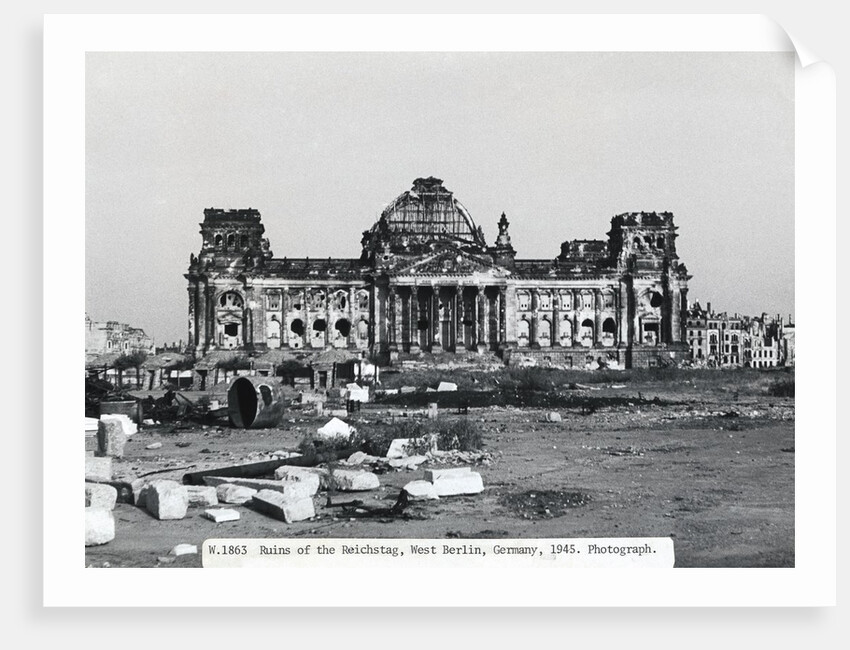 Exterior View of Ruins at The Reichstag in West Berlin by Anonymous
