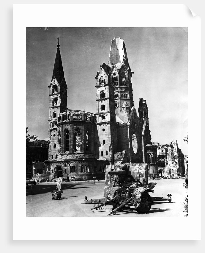 View of Street with Damaged Church and a Weapon of War by Anonymous