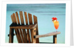 Seychelles, Denis Island, beach chair and fruit cocktail by Anonymous