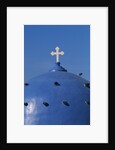 Blue dome of a church with cross on Santorin, Greece by Anonymous