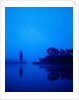 Landscape around a lake in the dawn by Anonymous
