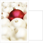 White Christmas tree decorations and a red one by Anonymous