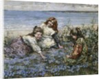 Young Girls in a Field of Cornflowers by Edward Atkinson Hornel