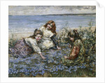Young Girls in a Field of Cornflowers by Edward Atkinson Hornel