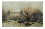 Shipping by Tower Bridge, London, England by Charles Dixon