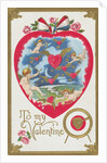 To My Valentine Postcard with Cupids and Hearts by Anonymous