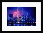 Lightning over the skyline of Frankfurt/Main by Anonymous