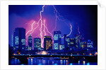 Lightning over the skyline of Frankfurt/Main by Anonymous
