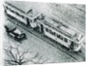 Urban traffic during snowfall, historic photo by Anonymous