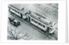 Urban traffic during snowfall, historic photo by Anonymous