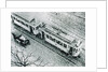 Urban traffic during snowfall, historic photo by Anonymous