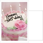 Birthday Cake With Lit Candles by Anonymous