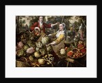 The Four Elements: A Greengrocer's Stall with the Flight into Egypt Beyond by Joachim Beuckelaer