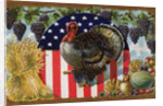Thanksgiving Postcard with Turkey and Stars and Stripes Motif by Anonymous