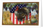 Thanksgiving Postcard with Turkey and Stars and Stripes Motif by Anonymous