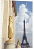 View of statues with Eiffel Tower in the background, Paris, France by Anonymous