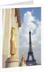 View of statues with Eiffel Tower in the background, Paris, France by Anonymous