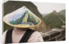 Tourist Wearing Illustrated Conical Hat on the Great Wall by Anonymous