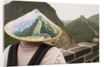 Tourist Wearing Illustrated Conical Hat on the Great Wall by Anonymous