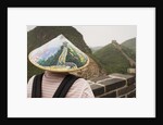 Tourist Wearing Illustrated Conical Hat on the Great Wall by Anonymous
