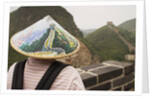 Tourist Wearing Illustrated Conical Hat on the Great Wall by Anonymous